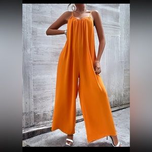 NEW! Orange Wide Leg Cami Jumpsuit, size: S